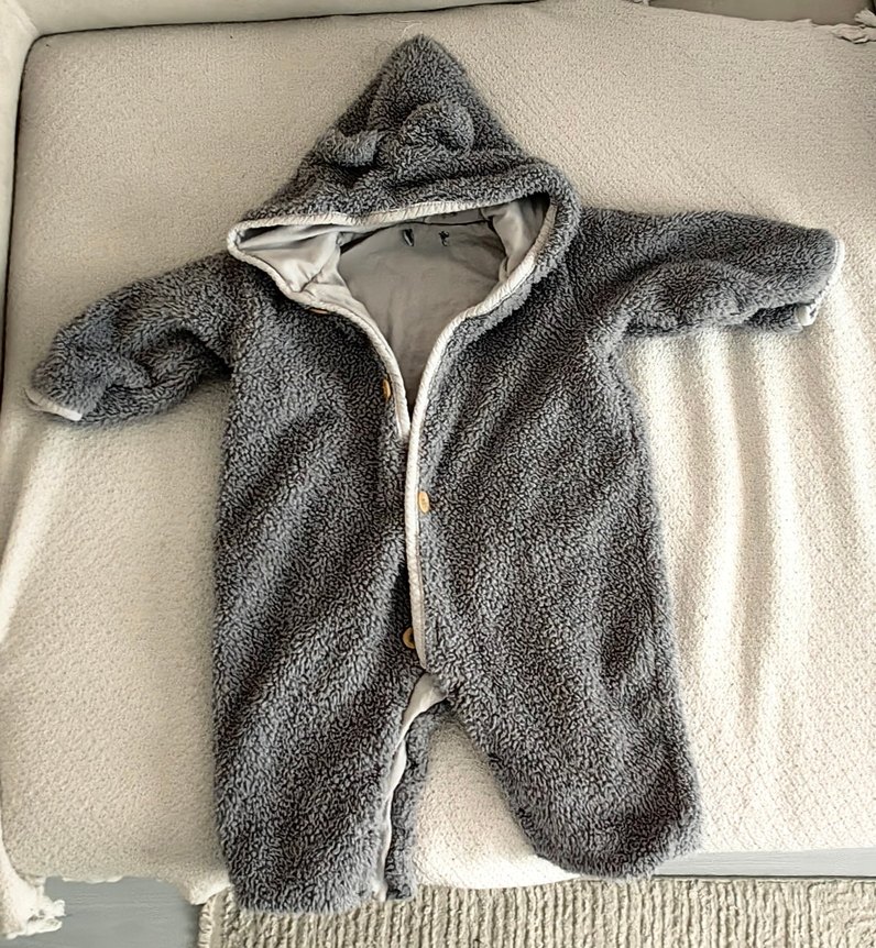 Gri peluş  Erkek bebek tulumu Çıtçıtlı - Görsel 4