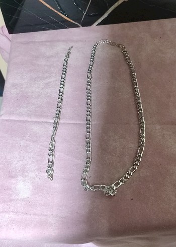 Gri Minimalist Erkek Kolye ve bileklik takımı