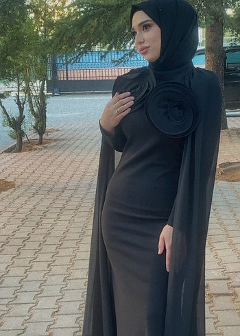 ipekyol Uzun Siyah Gotik Drapeli Kadın Abiye Elbise