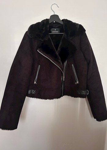 Siyah Süet Kürklü Biker Ceket