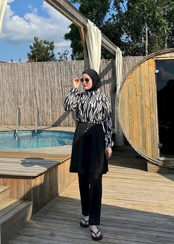 Siyah Tesettür Haşema Tam Kapalı Mayo
