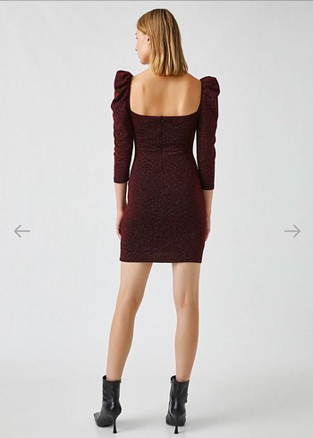 xs Beden Bordo Drapeli Midi Elbise
