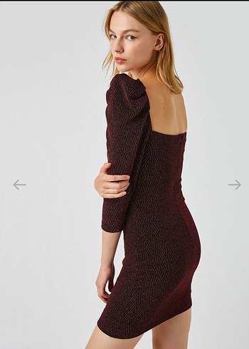 Bordo Drapeli Midi Elbise