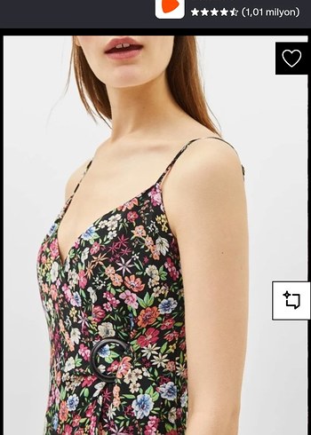 Bershka Çiçek Desenli Askılı Elbise - Görsel 2