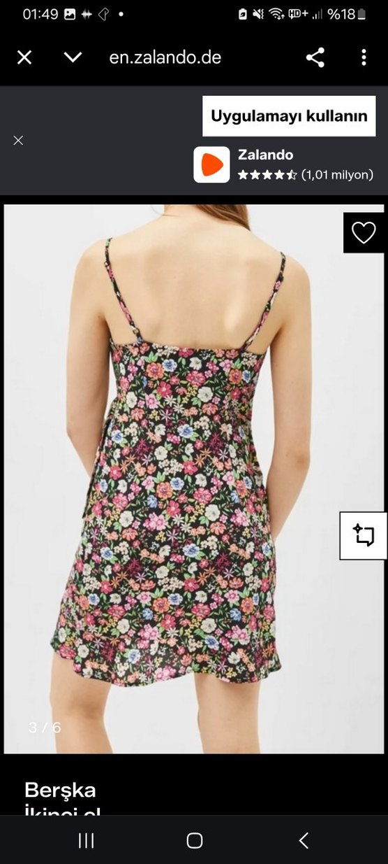 Bershka Çiçek Desenli Askılı Elbise - Görsel 3