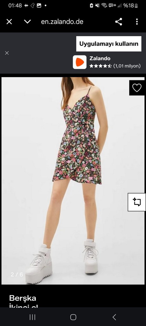 Bershka Çiçek Desenli Askılı Elbise - Görsel 4