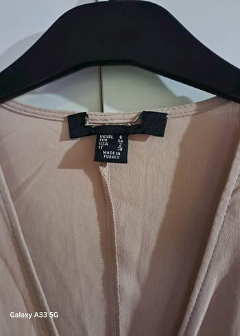 Pudra Kısa Kollu Kemerli Bluz - Görsel 3