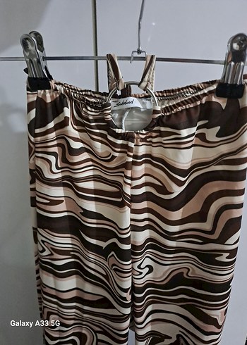 Desenli Yüksek Bel İspanyol Pantolon - Görsel 3