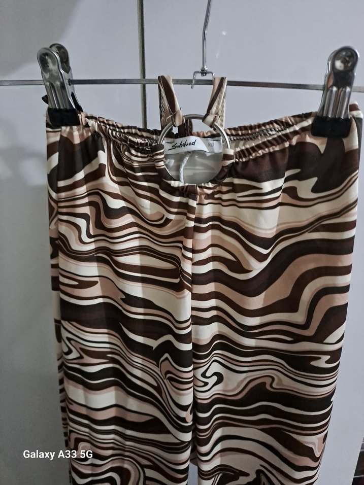 Desenli Yüksek Bel İspanyol Pantolon - Görsel 3