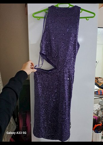 Mor Kadın Gece Elbisesi - Görsel 5