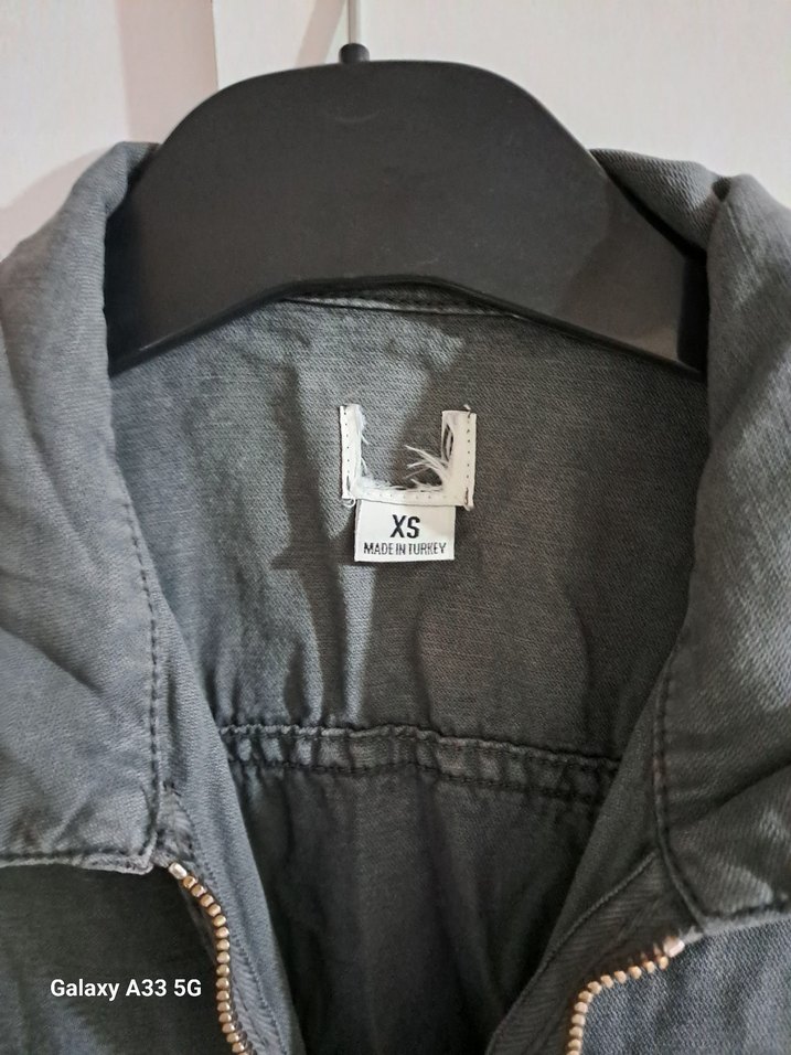 Gri Denim Fermuarlı Kadın Tulum - Görsel 5