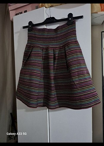 Renkli Pilili Mini Etek - Görsel 2