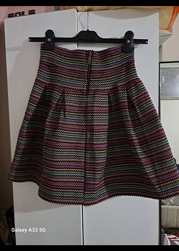 Renkli Pilili Mini Etek - Görsel 3