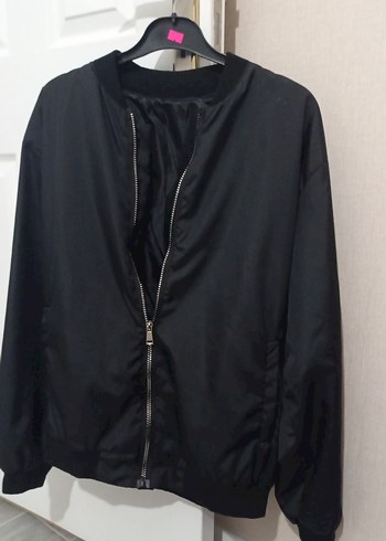 Diğer Siyah Fermuarlı Mini Oversize Kadın Mont