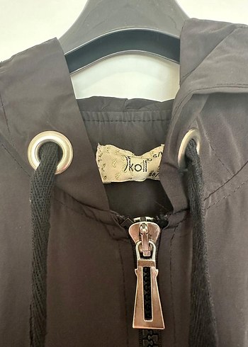 Fermuarlı Siyah Uzun Kadın yağmurluk - Görsel 2