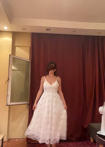Trendyol & Milla Beyaz Midi A Kesim Dantelli elbise
