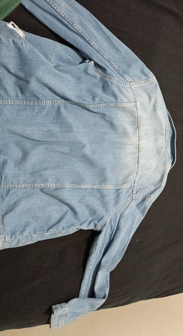 Düğmeli Mavi Kadın Kot Ceket - Görsel 2