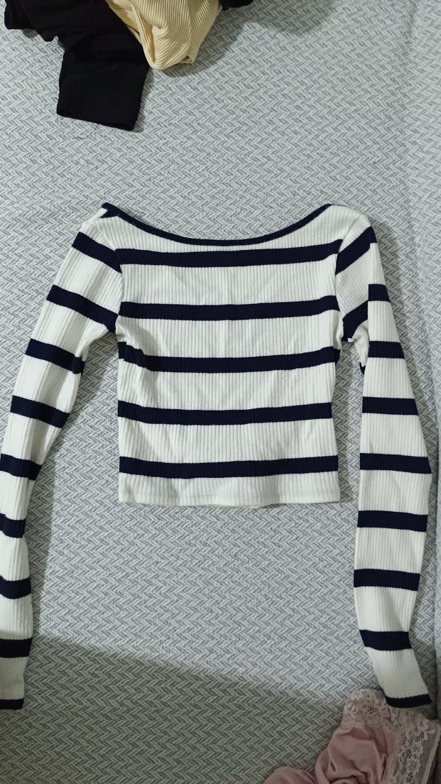 Çizgili Uzun Kollu Kadın Triko Bluz - Görsel 2