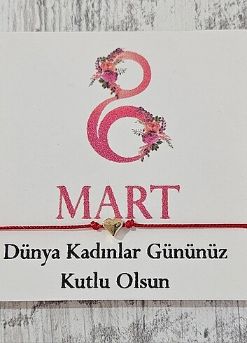 Kadınlar gününe özel kartlı bileklik
