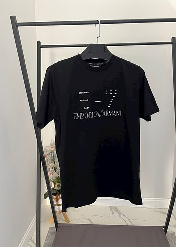 Siyah Emporio Armani Baskılı Kısa Kollu Tişört