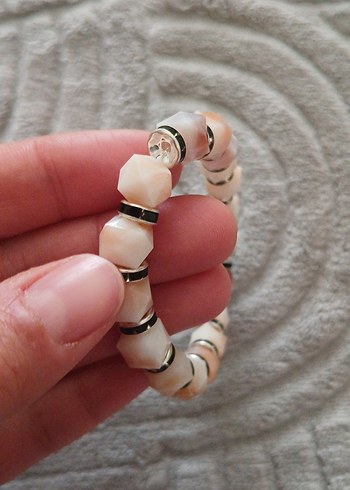 Bej Boncuklu Yılan Desenli Bohem Bileklik - Görsel 2