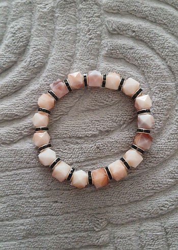 Bej Boncuklu Yılan Desenli Bohem Bileklik - Görsel 3