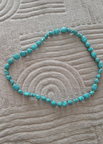 Uzun Turkuaz Boncuklu Bohem Kolye - Görsel 3