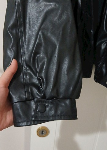 Erkek Siyah Deri Biker Ceket - Görsel 2