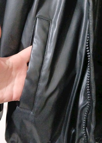 Erkek Siyah Deri Biker Ceket - Görsel 4