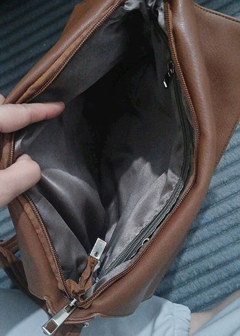 Kahverengi Deri Kadın Çapraz Çanta - Görsel 6