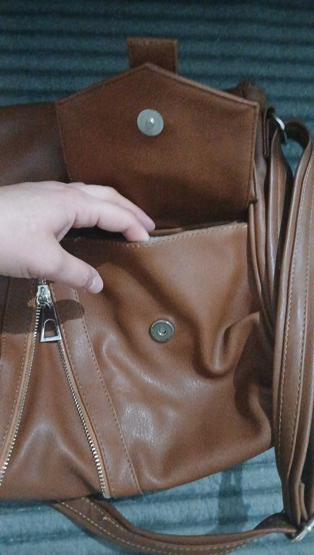 Kahverengi Deri Kadın Çapraz Çanta - Görsel 3