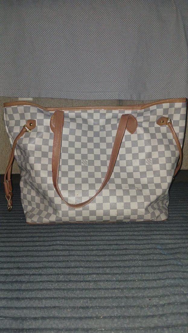 Louis Vuitton Bej Kareli Deri Kadın Çanta - Görsel 3