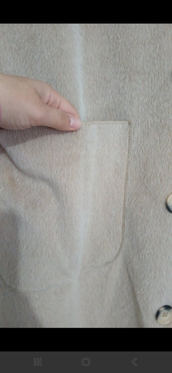 Bej Uzun Düğmeli Kadın Kaban - Görsel 2