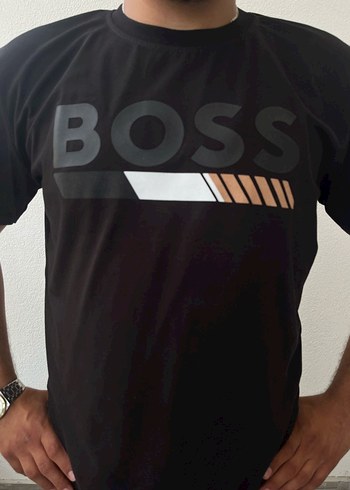 BOSS Baskılı Siyah Oversize Tişört - Görsel 2