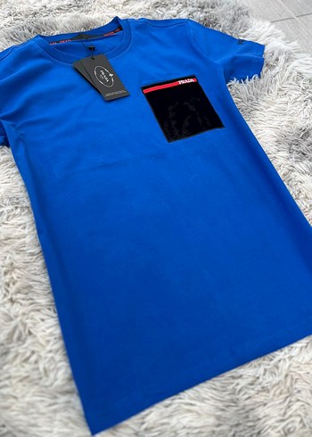 Erkek Mavi Kısa Kollu Regular Fit Tişört - Görsel 3
