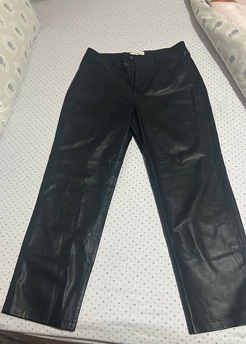 Siyah Deri Mango Kadın Pantolon - Görsel 3