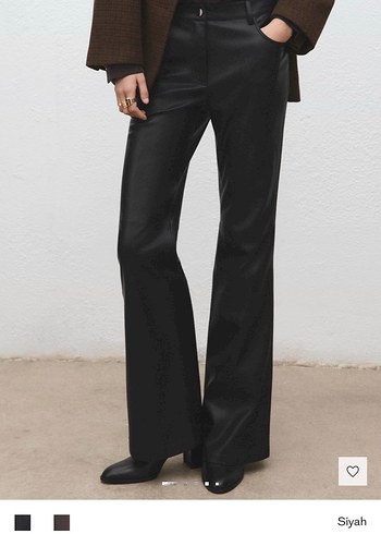 Siyah Deri Mango Kadın Pantolon - Görsel 2