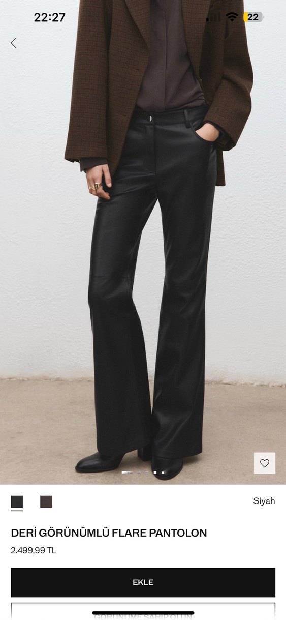 Siyah Deri Mango Kadın Pantolon - Görsel 2