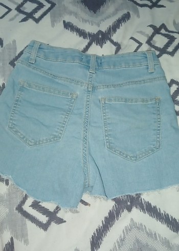 Mavi Bağlama Desenli Mini Denim Şort - Görsel 3