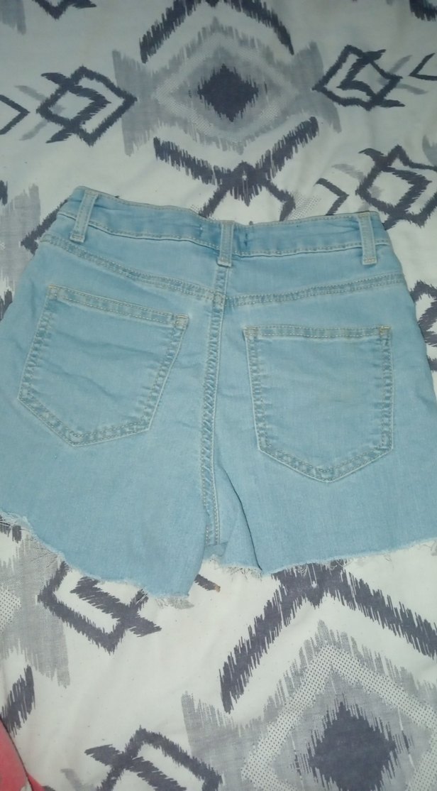 Mavi Bağlama Desenli Mini Denim Şort - Görsel 3