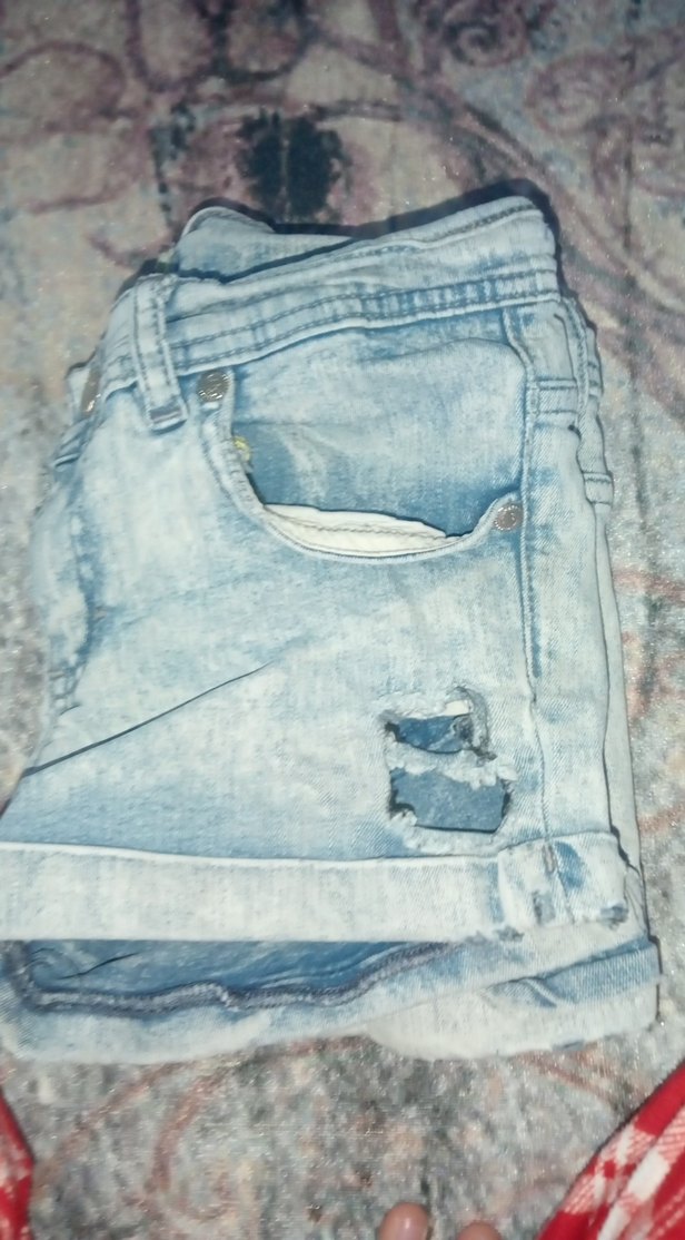 Düğmeli Gri Mavi Mini Denim Şort - Görsel 3