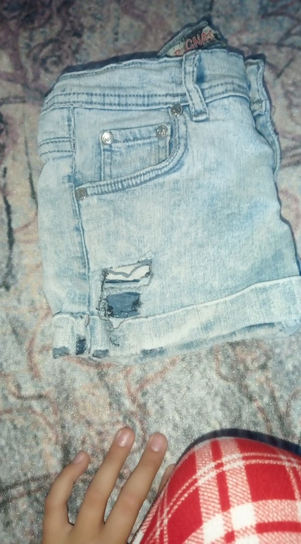 Düğmeli Gri Mavi Mini Denim Şort - Görsel 2