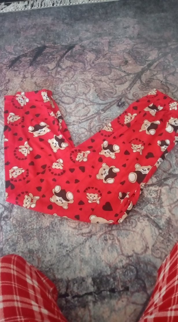 Kırmızı Desenli Kadın Pijama Altı - Görsel 2