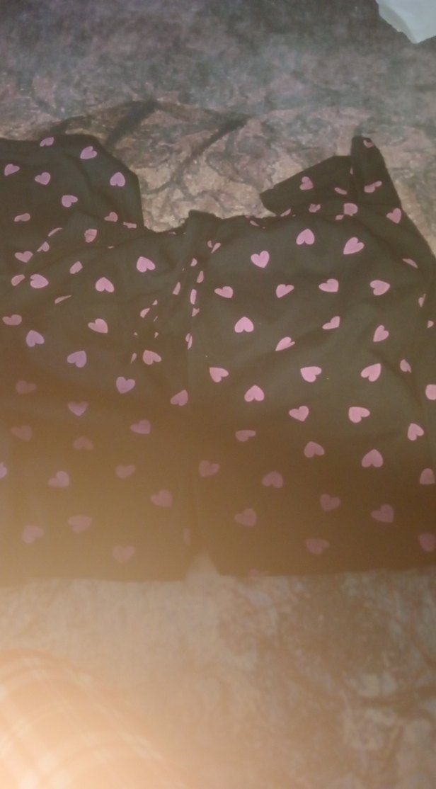 Fırfırlı Pembe Kalp Desenli Rahat Kumaş Pantolon - Görsel 2