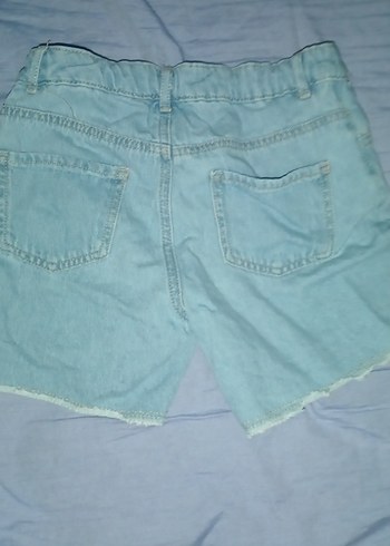 Düğmeli Mavi Kadın Mini Denim Şort - Görsel 5