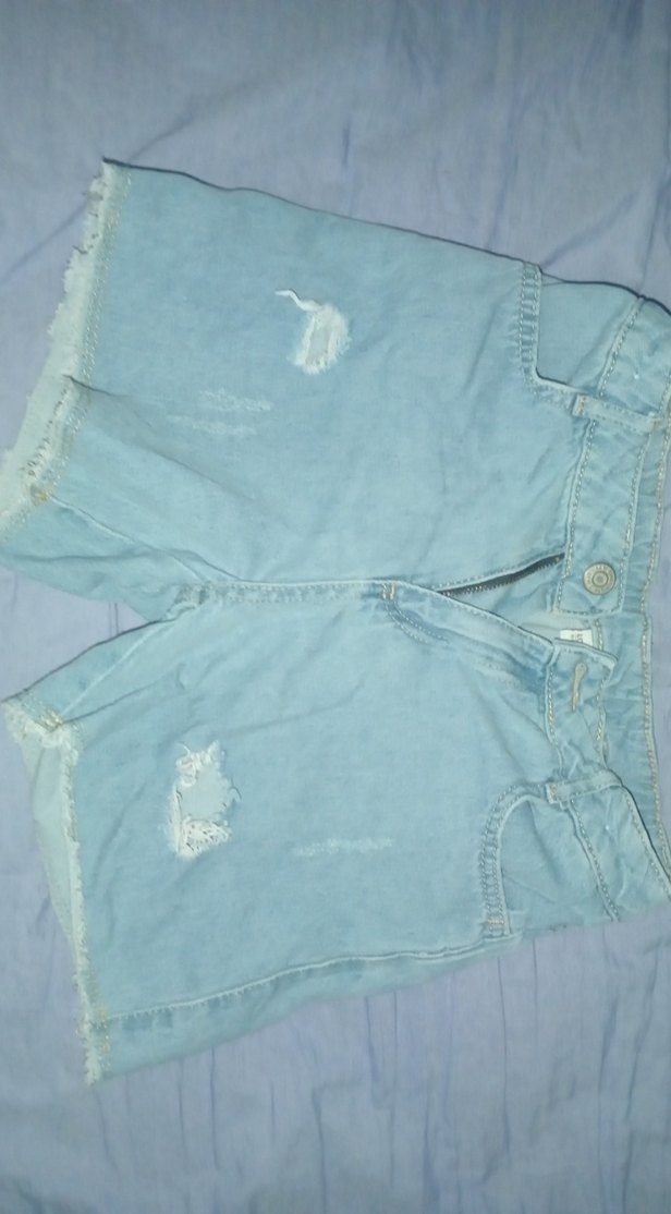 Düğmeli Mavi Kadın Mini Denim Şort - Görsel 2