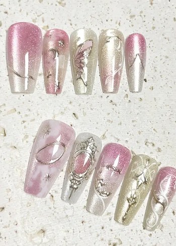 Beden Pastel Pembe Tırnak Süsü Seti XS