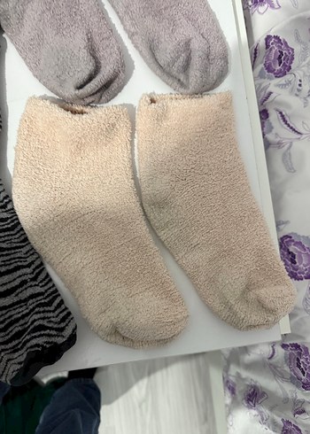 Diğer Kız Çocuk Gri Zebra Desenli ve Peluş Çorap Seti