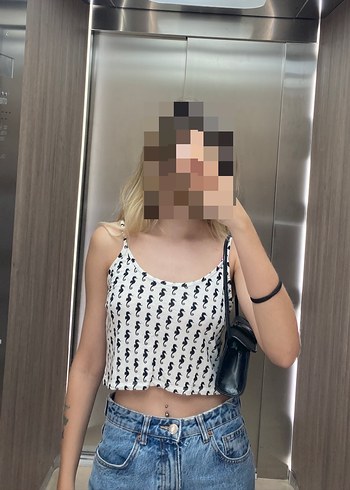 Denizatı desenli İnce Askılı H&M Top