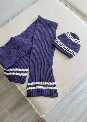 LC Waikiki Mor kız Çocuk Örgü Bere ve Atkı Seti
